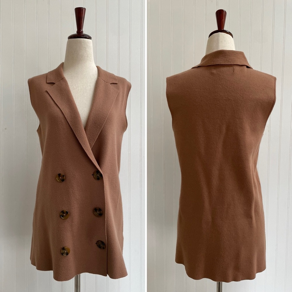 MARLED Double Breasted Knit Sleeveless Sweater Vest Suiting Menswear Size S